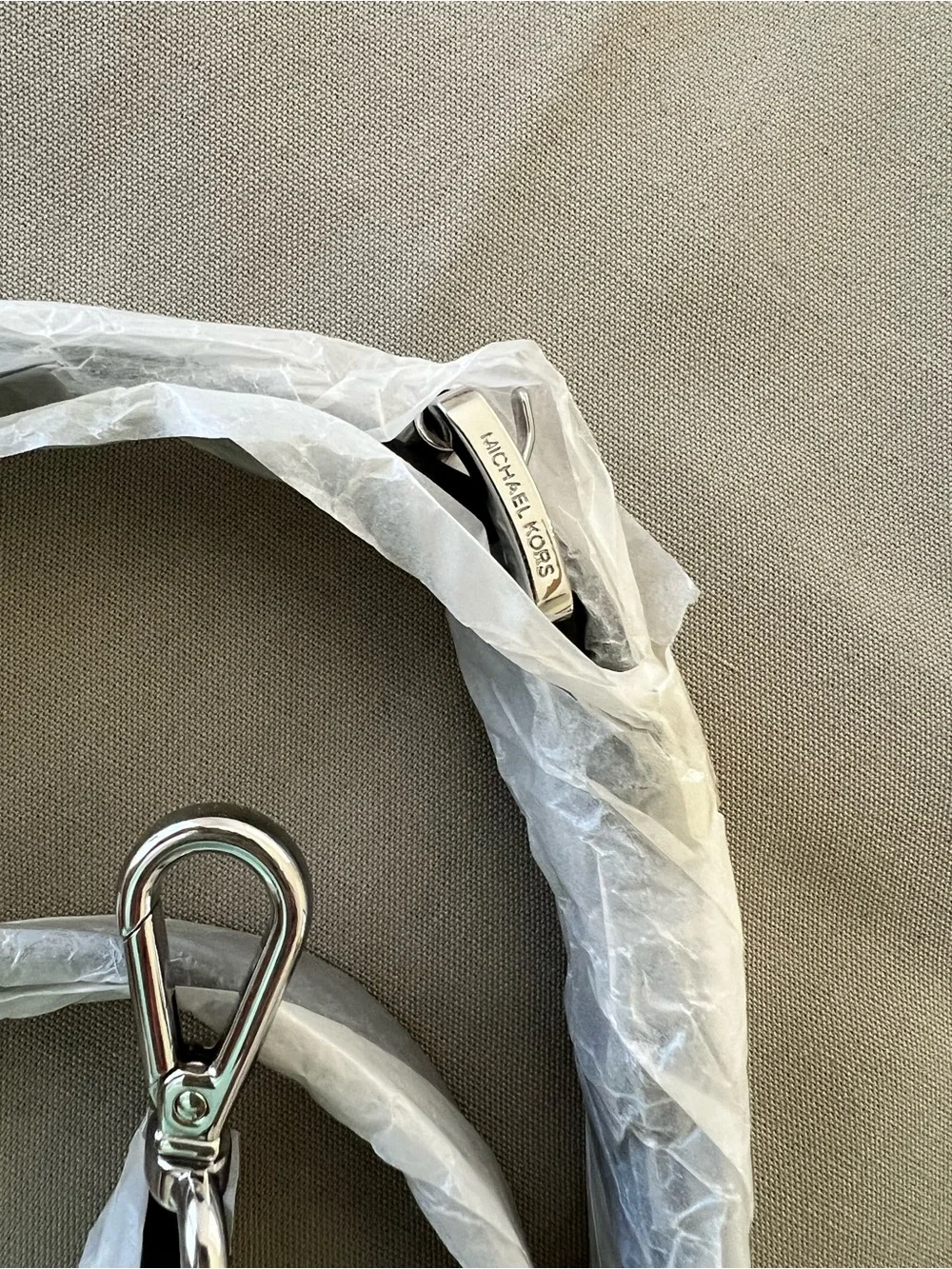 Michael Kors Black Leather Shoulder Strap with Silver Hardware NEW - Picture 2 of 5